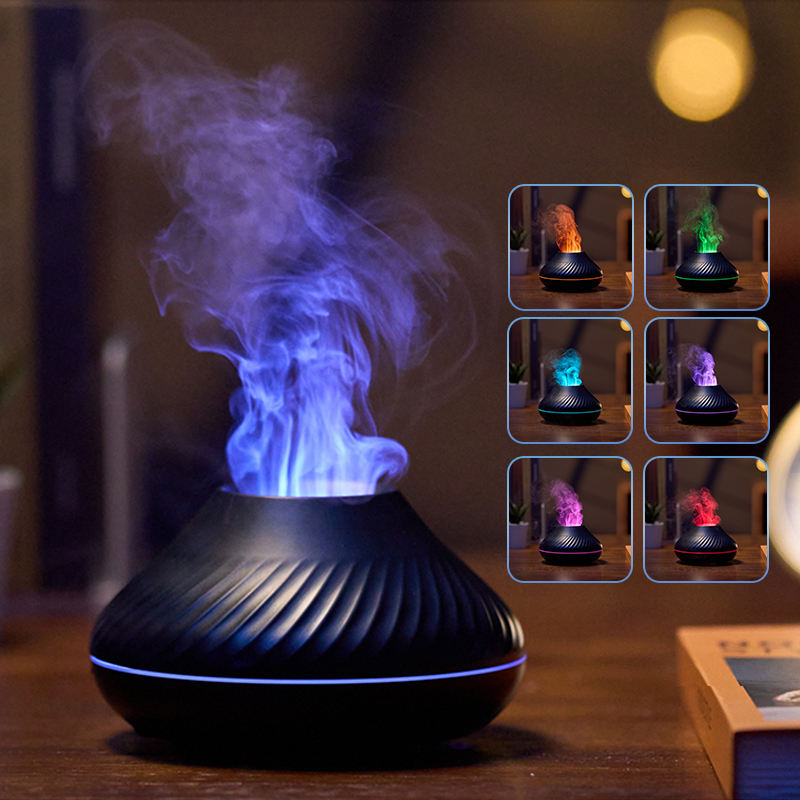 Newest RGB Flame Aroma Diffuser 130Ml 3d Colorful Flame Humidifier Fire